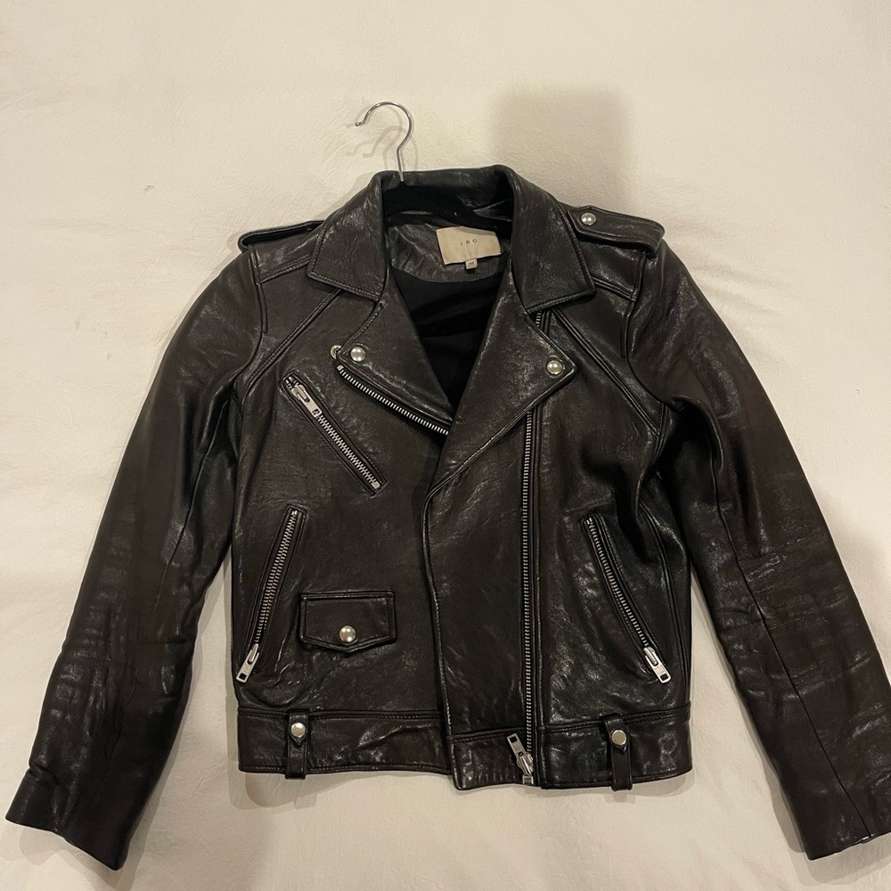 IRO Black Leather Motorcycle Jacket